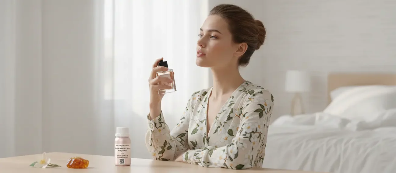 Experience Jasmine Amber Leather Perfume Oil, inspired by Tom Ford Jasmin Rouge (for reference only). A sensual blend of exotic jasmine, warm amber, and smooth leather — bold, elegant, and unforgettable. 100% pure perfume oil, long-lasting and alcohol-free.