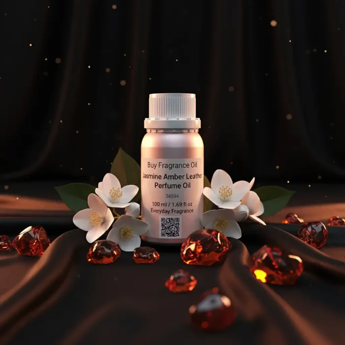 Experience Jasmine Amber Leather Perfume Oil, inspired by Tom Ford Jasmin Rouge (for reference only). A sensual blend of exotic jasmine, warm amber, and smooth leather — bold, elegant, and unforgettable. 100% pure perfume oil, long-lasting and alcohol-free.