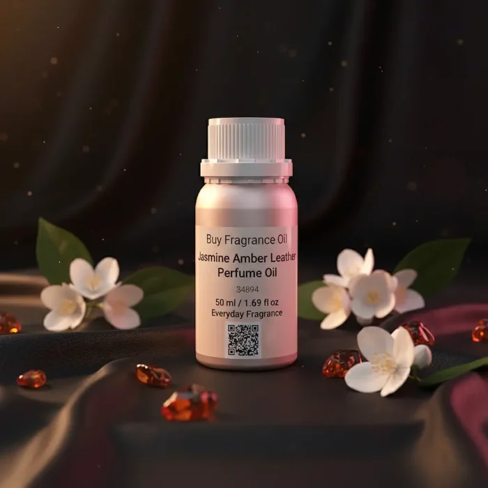 Experience Jasmine Amber Leather Perfume Oil, inspired by Tom Ford Jasmin Rouge (for reference only). A sensual blend of exotic jasmine, warm amber, and smooth leather — bold, elegant, and unforgettable. 100% pure perfume oil, long-lasting and alcohol-free.