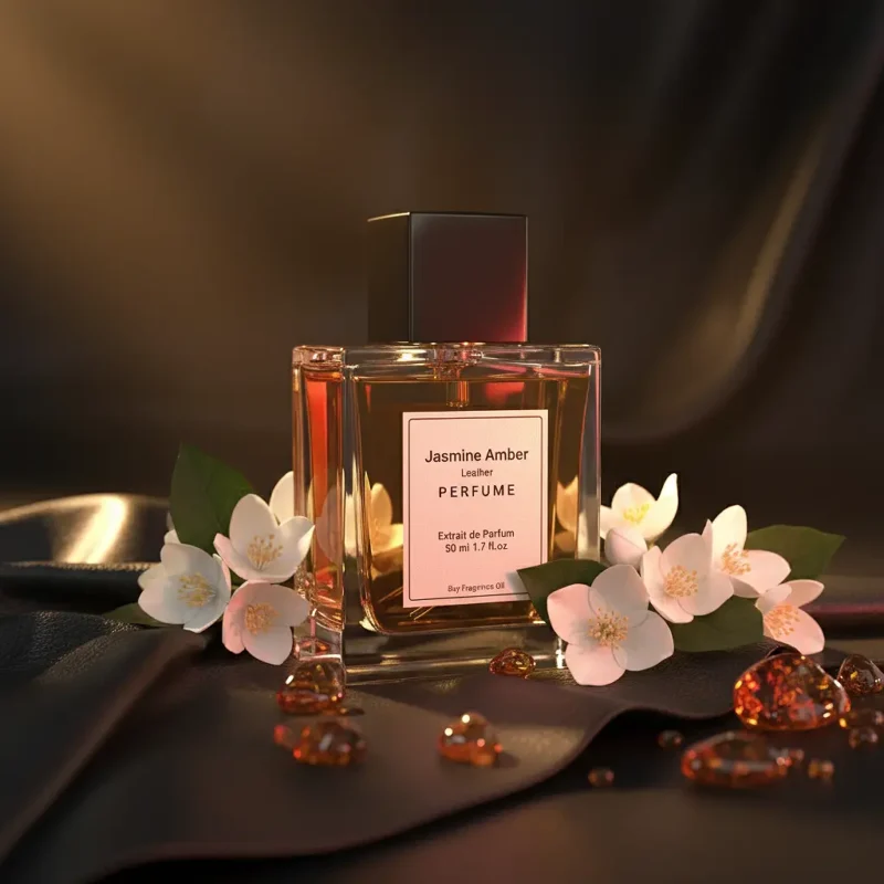Experience Jasmine Amber Leather Perfume Oil, inspired by Tom Ford Jasmin Rouge (for reference only). A sensual blend of exotic jasmine, warm amber, and smooth leather — bold, elegant, and unforgettable. 100% pure perfume oil, long-lasting and alcohol-free.