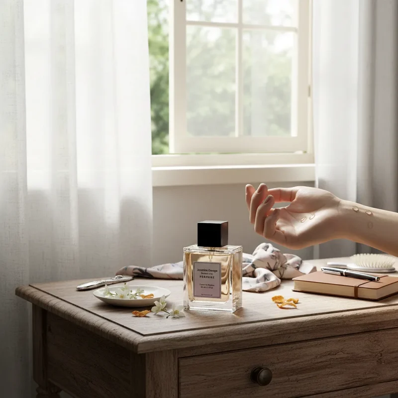 Jasmine Orange Blossom Musk Perfume Oil – floral white musk fragrance inspired by Dior Pure Poison, elegant feminine long-lasting perfume oil.