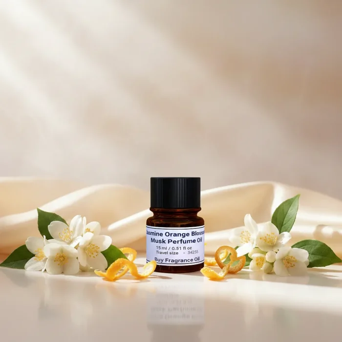 Jasmine Orange Blossom Musk Perfume Oil – floral white musk fragrance inspired by Dior Pure Poison, elegant feminine long-lasting perfume oil.