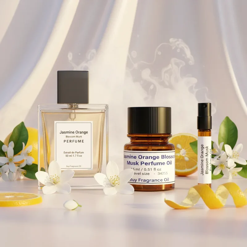 Jasmine Orange Blossom Musk Perfume Oil – floral white musk fragrance inspired by Dior Pure Poison, elegant feminine long-lasting perfume oil.