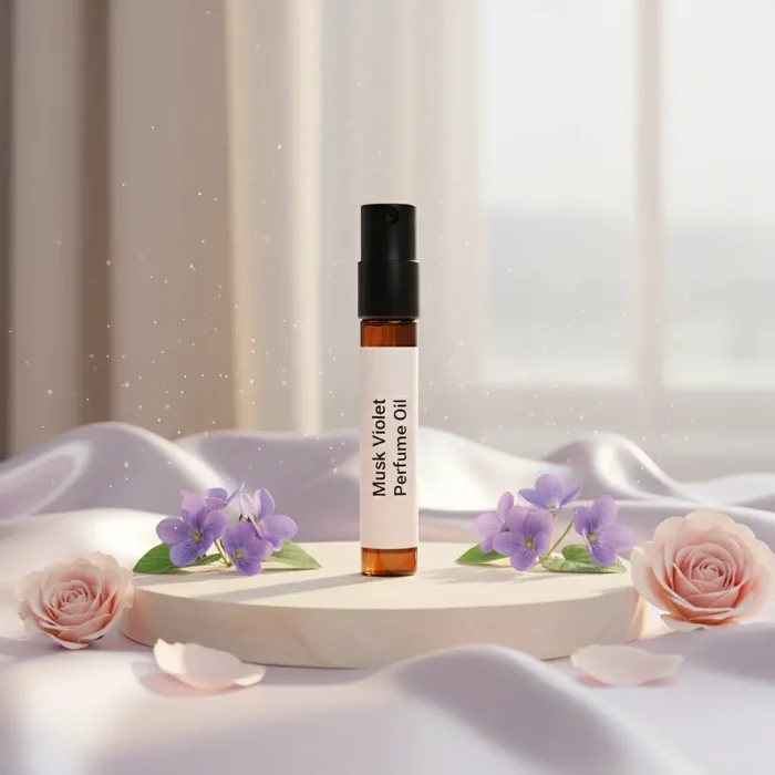 Discover Musk Violet Perfume Oil, inspired by Ajmal Violet Musk (for reference only). A serene fusion of violet petals, white musk, and soft powdery notes — evoking purity, tranquility, and modern Arabian refinement. Alcohol-free and long-lasting.