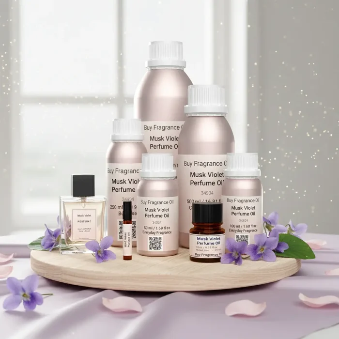 Discover Musk Violet Perfume Oil, inspired by Ajmal Violet Musk (for reference only). A serene fusion of violet petals, white musk, and soft powdery notes — evoking purity, tranquility, and modern Arabian refinement. Alcohol-free and long-lasting.