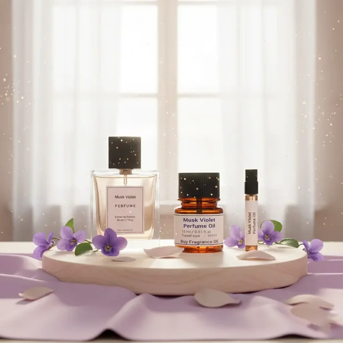 Discover Musk Violet Perfume Oil, inspired by Ajmal Violet Musk (for reference only). A serene fusion of violet petals, white musk, and soft powdery notes — evoking purity, tranquility, and modern Arabian refinement. Alcohol-free and long-lasting.
