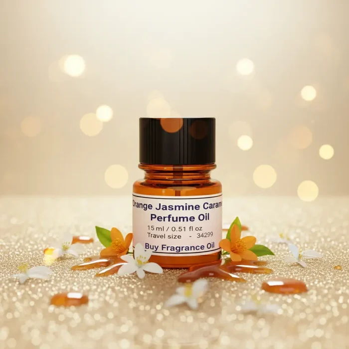 Orange Jasmine Caramel Perfume Oil – floral gourmand fragrance inspired by Scandal, sweet orange blossom and caramel perfume oil for women.