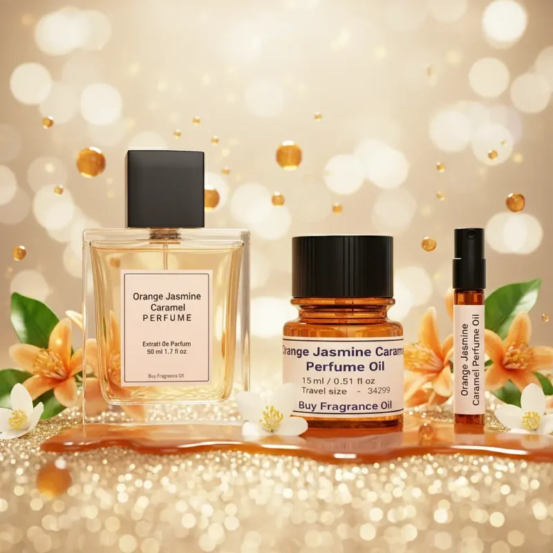 Orange Jasmine Caramel Perfume Oil – floral gourmand fragrance inspired by Scandal, sweet orange blossom and caramel perfume oil for women.