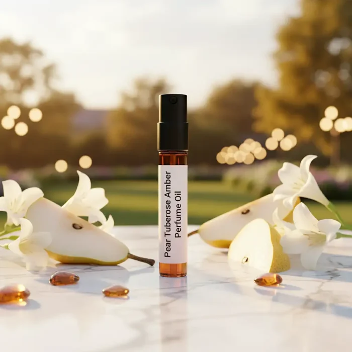 Discover Pear Tuberose Amber Perfume Oil, inspired by YSL Supreme Bouquet (for reference only). A luminous blend of juicy pear, creamy tuberose, and golden amber creates a refined and long-lasting fragrance oil — elegant, sensual, and perfectly balanced. Alcohol-free, unisex luxury scent.