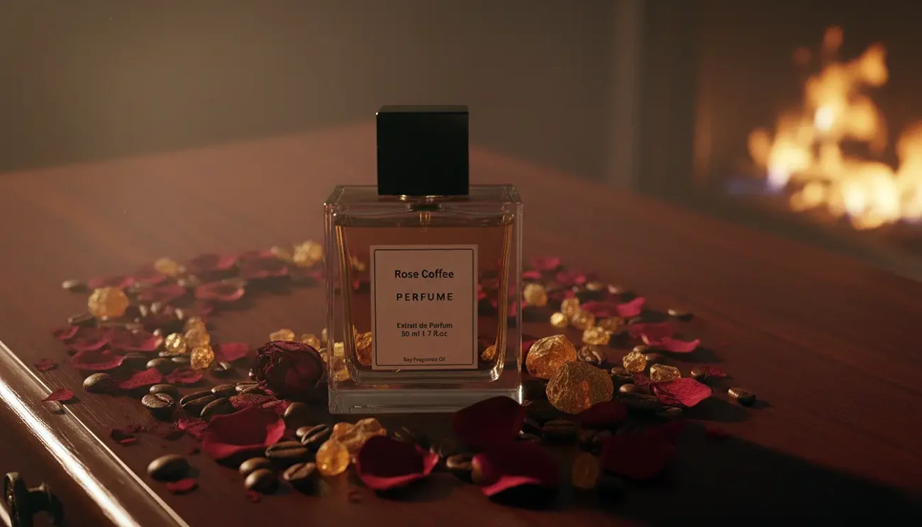 Discover Rose Coffee Perfume Oil, inspired by Tom Ford Café Rose (for reference only). A rich fusion of Damask rose, roasted coffee, amber, and sandalwood — sensual, sophisticated, and long-lasting. Perfect for evening elegance and cool-weather allure.