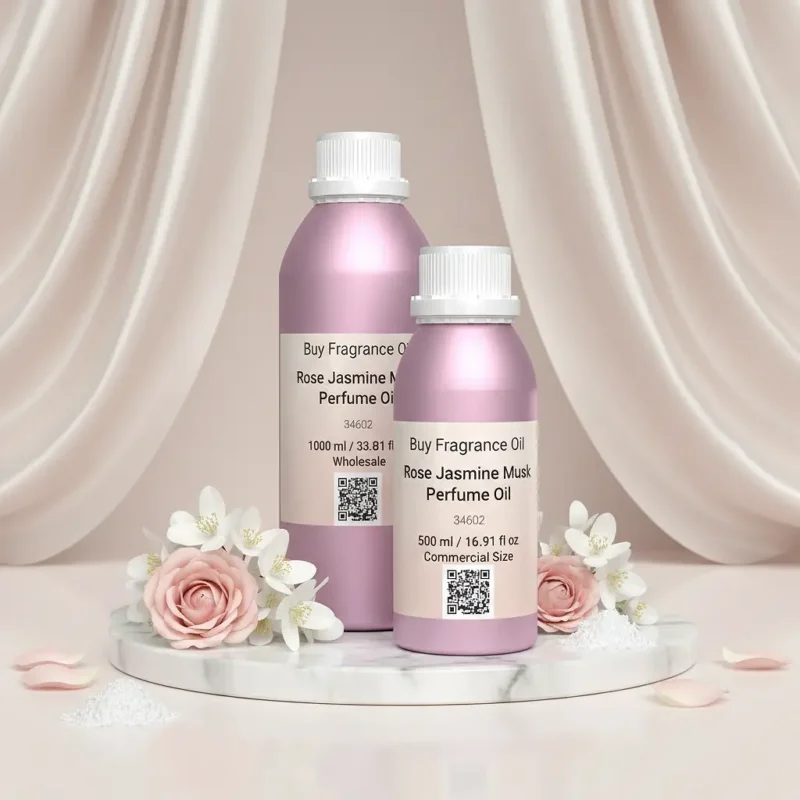 Experience Rose Jasmine Musk Perfume Oil, inspired by Lancôme Idôle (for reference only). A luminous floral blend of rose, jasmine, and soft white musk — pure, feminine, and refined. Alcohol-free, long-lasting perfume oil crafted for modern elegance and daily sophistication.