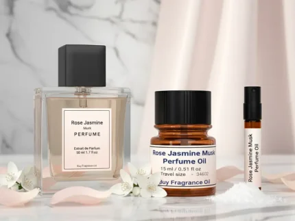 Experience Rose Jasmine Musk Perfume Oil, inspired by Lancôme Idôle (for reference only). A luminous floral blend of rose, jasmine, and soft white musk — pure, feminine, and refined. Alcohol-free, long-lasting perfume oil crafted for modern elegance and daily sophistication.