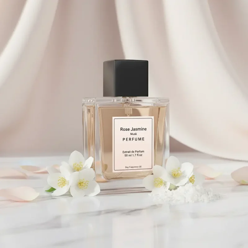 Experience Rose Jasmine Musk Perfume Oil, inspired by Lancôme Idôle (for reference only). A luminous floral blend of rose, jasmine, and soft white musk — pure, feminine, and refined. Alcohol-free, long-lasting perfume oil crafted for modern elegance and daily sophistication.