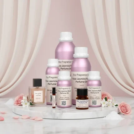 Experience Rose Jasmine Musk Perfume Oil, inspired by Lancôme Idôle (for reference only). A luminous floral blend of rose, jasmine, and soft white musk — pure, feminine, and refined. Alcohol-free, long-lasting perfume oil crafted for modern elegance and daily sophistication.