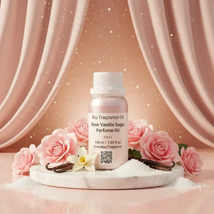 Discover Rose Vanilla Sugar Perfume Oil, inspired by Mancera Rose Vanille (for reference only). A sweet blend of rosewater, creamy vanilla, and sugar crystals with warm amber undertones. Alcohol-free, long-lasting perfume oil crafted for lovers of soft luxury and timeless romance.