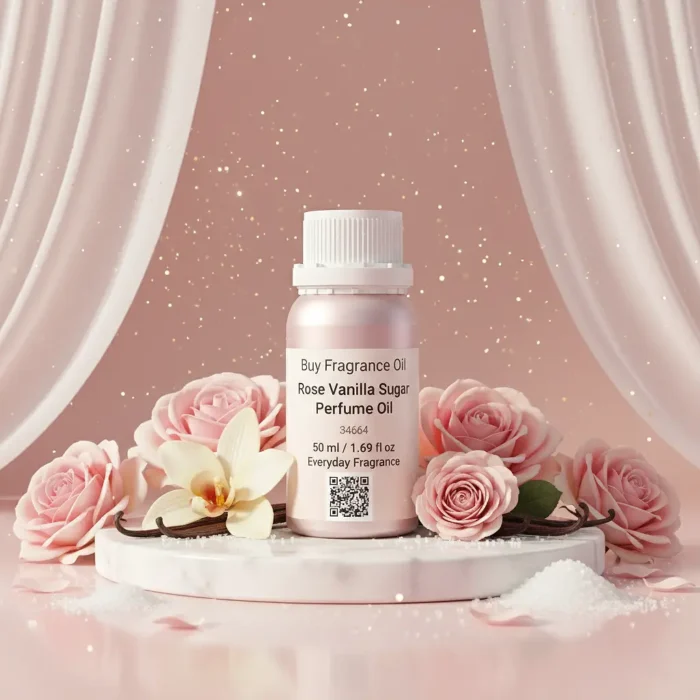Discover Rose Vanilla Sugar Perfume Oil, inspired by Mancera Rose Vanille (for reference only). A sweet blend of rosewater, creamy vanilla, and sugar crystals with warm amber undertones. Alcohol-free, long-lasting perfume oil crafted for lovers of soft luxury and timeless romance.