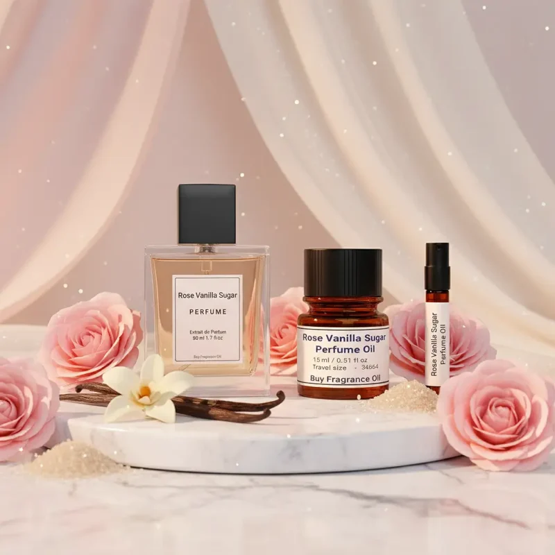 Discover Rose Vanilla Sugar Perfume Oil, inspired by Mancera Rose Vanille (for reference only). A sweet blend of rosewater, creamy vanilla, and sugar crystals with warm amber undertones. Alcohol-free, long-lasting perfume oil crafted for lovers of soft luxury and timeless romance.