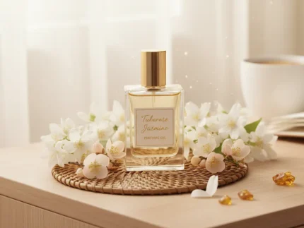 Tuberose Jasmine Perfume Oil – white floral amber fragrance inspired by Good Girl Gone Bad, elegant feminine perfume oil.