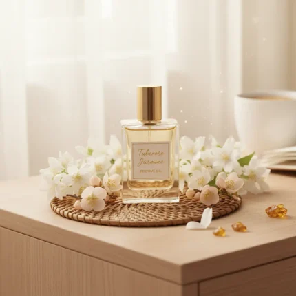 Tuberose Jasmine Perfume Oil – white floral amber fragrance inspired by Good Girl Gone Bad, elegant feminine perfume oil.