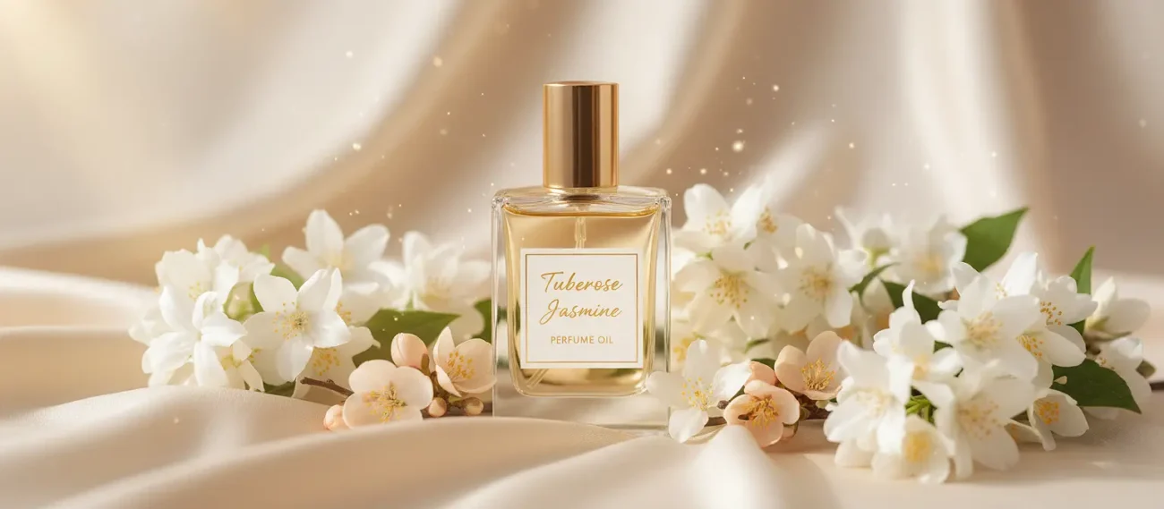 Tuberose Jasmine Perfume Oil – white floral amber fragrance inspired by Good Girl Gone Bad, elegant feminine perfume oil.