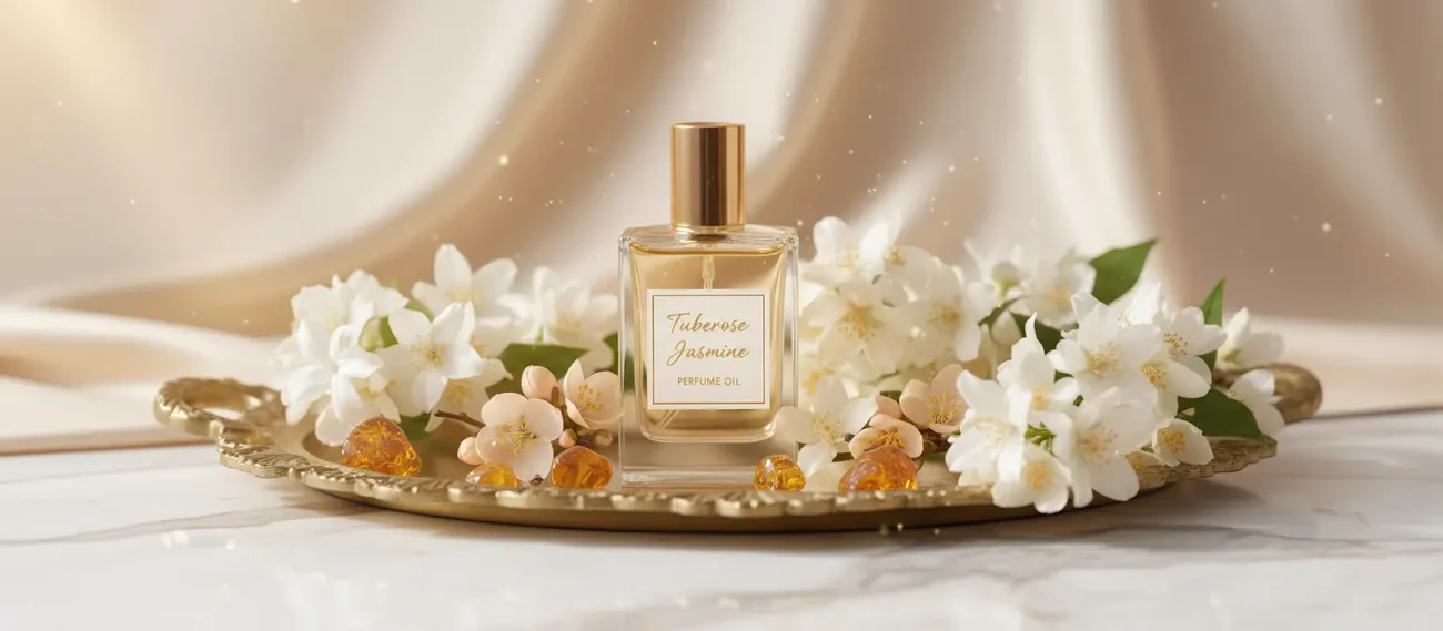Tuberose Jasmine Perfume Oil – white floral amber fragrance inspired by Good Girl Gone Bad, elegant feminine perfume oil.