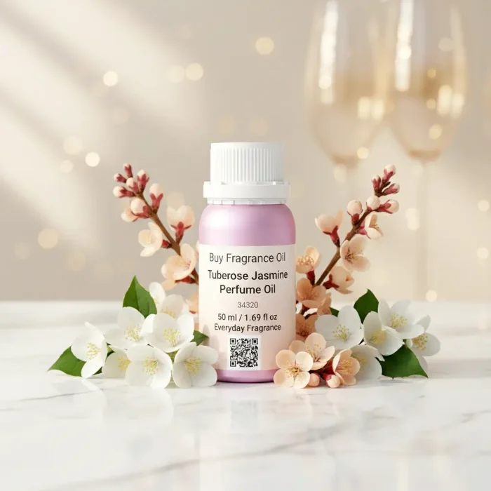 Tuberose Jasmine Perfume Oil – white floral amber fragrance inspired by Good Girl Gone Bad, elegant feminine perfume oil.