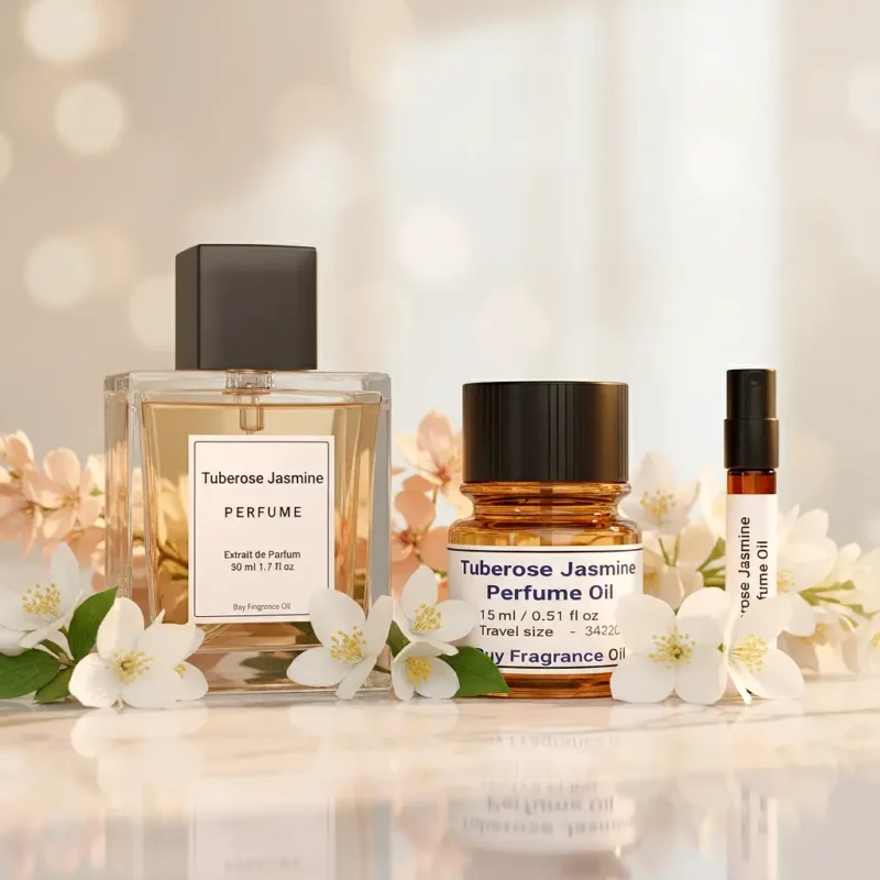Tuberose Jasmine Perfume Oil – white floral amber fragrance inspired by Good Girl Gone Bad, elegant feminine perfume oil.