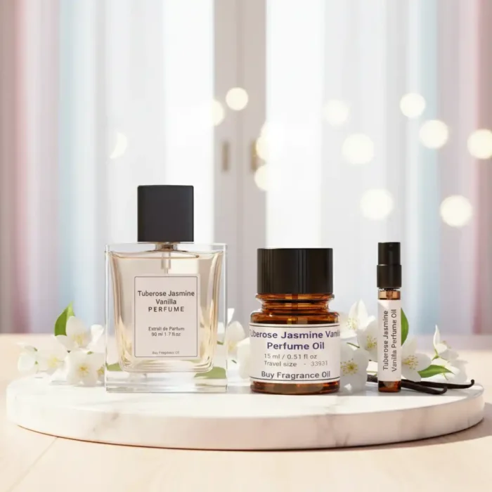 Tuberose Jasmine Vanilla Perfume Oil | Long-Lasting Floral Amber Fragrance Inspired by Armani My Way