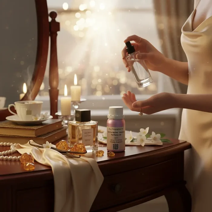 Vanilla Amber Jasmine Perfume Oil – warm amber floral fragrance inspired by Dolce & Gabbana The One.