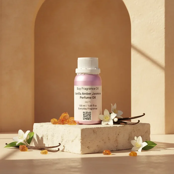 Vanilla Amber Jasmine Perfume Oil – warm amber floral fragrance inspired by Dolce & Gabbana The One.