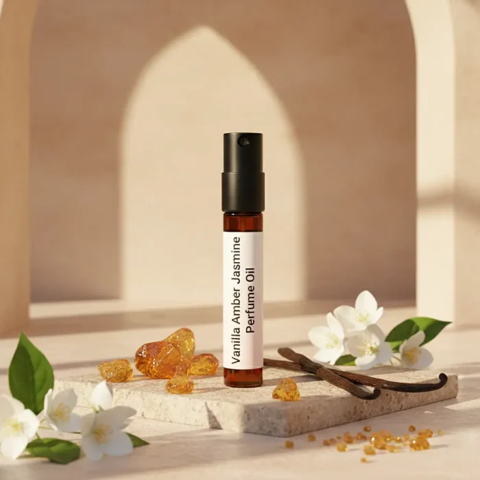 Vanilla Amber Jasmine Perfume Oil – warm amber floral fragrance inspired by Dolce & Gabbana The One.