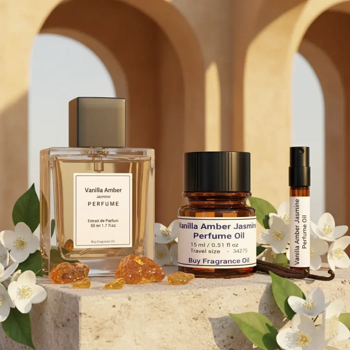 Vanilla Amber Jasmine Perfume Oil – warm amber floral fragrance inspired by Dolce & Gabbana The One.