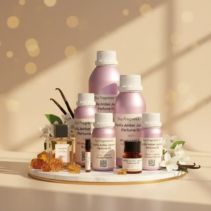 Vanilla Amber Jasmine Perfume Oil – warm amber floral fragrance inspired by Dolce & Gabbana The One.