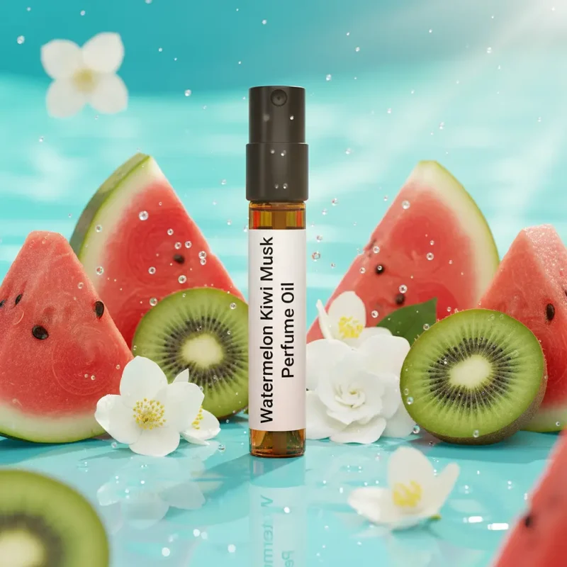 Experience Watermelon Kiwi Musk Perfume Oil, inspired by Dolce & Gabbana L’Imperatrice 3 (for reference only). A juicy, refreshing blend of watermelon, kiwi, and soft musk that radiates summer energy, youthful charm, and effortless elegance. Alcohol-free and long-lasting fruity floral perfume oil.