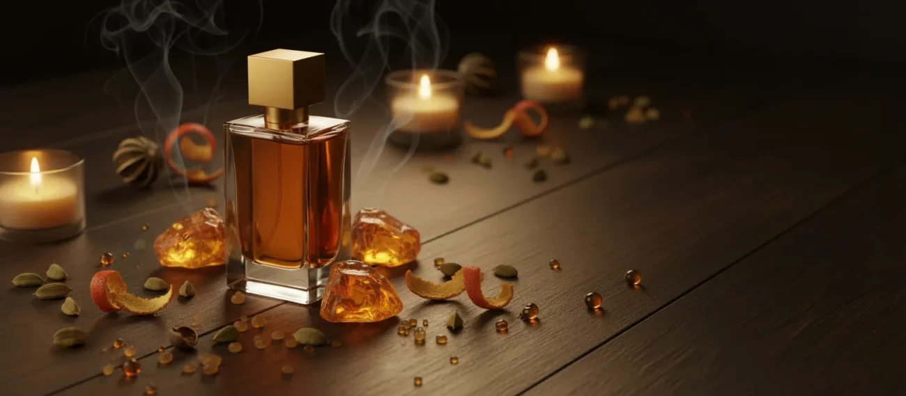Wood Amber Perfume Oil – woody amber fragrance for men featuring amber, sandalwood, and musk, inspired by Bvlgari Man.