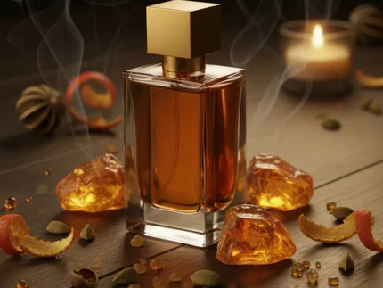 Wood Amber Perfume Oil – woody amber fragrance for men featuring amber, sandalwood, and musk, inspired by Bvlgari Man.