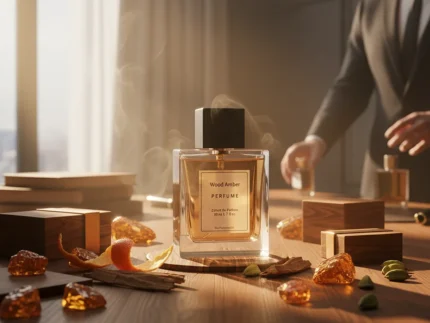 Wood Amber Perfume Oil – woody amber fragrance for men featuring amber, sandalwood, and musk, inspired by Bvlgari Man.
