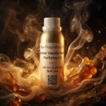 Amber Vanilla Resin perfume oil bottle with golden amber tones, smoky vanilla resin and incense-inspired luxury mood.