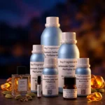 Cardamom Cedar Amber perfume oil bottle with dark amber tones, spicy cardamom warmth and elegant woody night atmosphere.