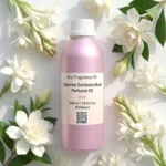 Tuberose Gardenia Musk perfume oil bottle surrounded by white tuberose and gardenia flowers in soft daylight elegance.